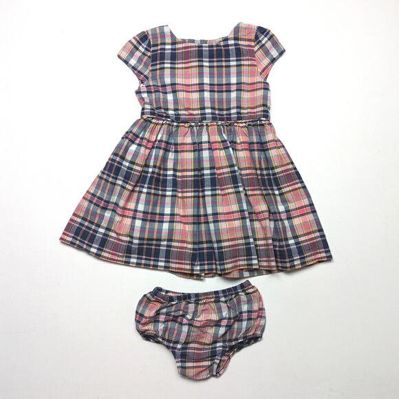 Ralph Lauren Dress Girls Size 18m Blue Plaid Casual - Picture 1 of 4